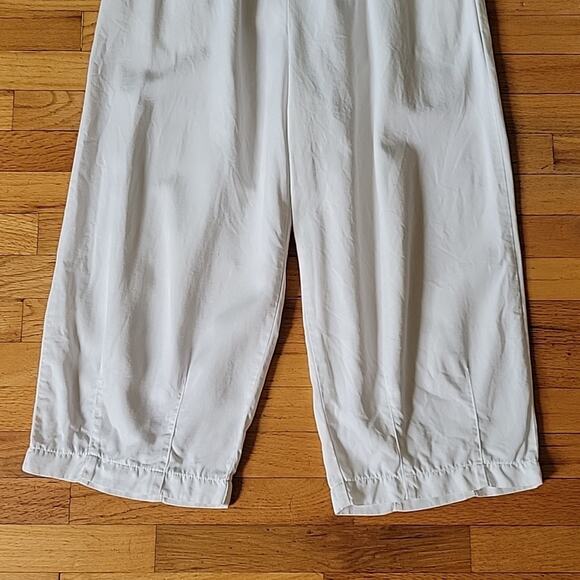 Cut Loose White Tencel Cropped Barrel Pants High Rise Pull On Beach Coastal - Picture 5 of 13